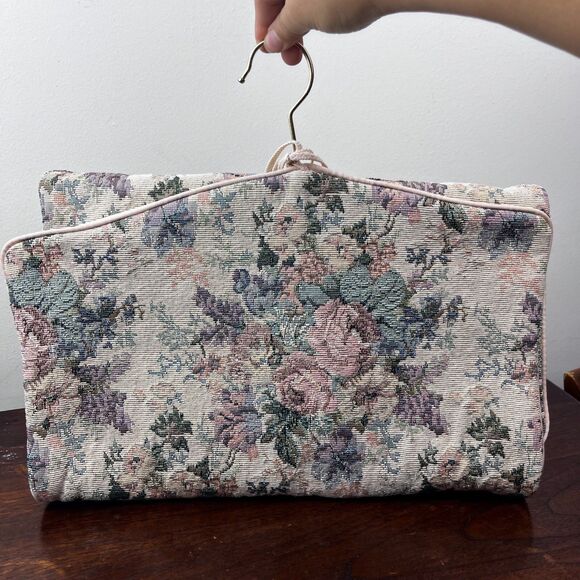 Vtg Victoria Secret Travel Hanging Organizer Cosmetic Toiletries Floral Tapestry - Picture 1 of 16